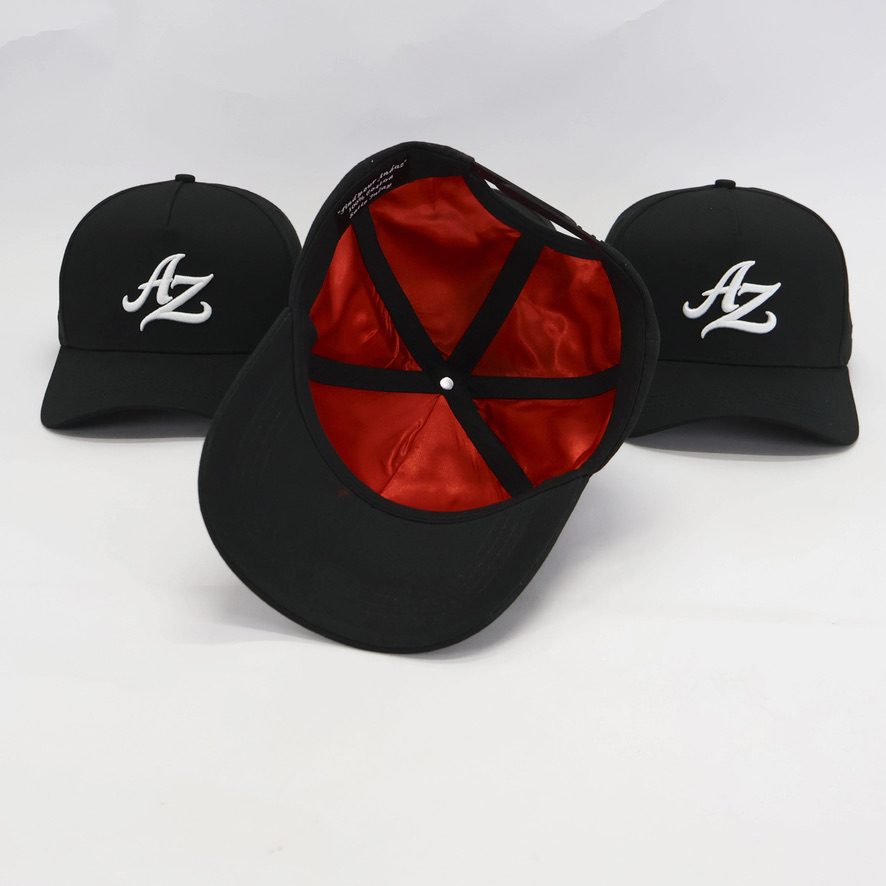 Red satin lining inside the cap
